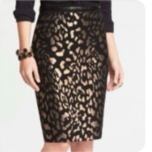 Ann Taylor Black Lace Pencil Skirt with Nude Underlay